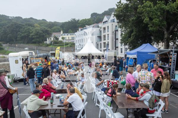 Picture by Karl Dorfner. 01-09-2024 - Havelet Regatta - Shot of the music stage showing the good turnout