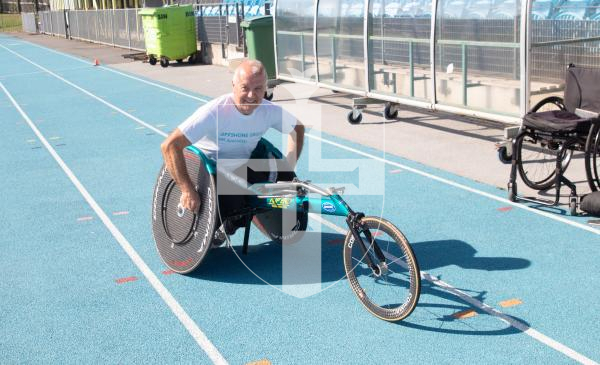 Photo by Erin Vaudin. 29.08.24. Tom Druce, Aindre Reece-Sheerin and Caroline Barby are previewing Guernsey Athletics free wheelchair racing training sessions.