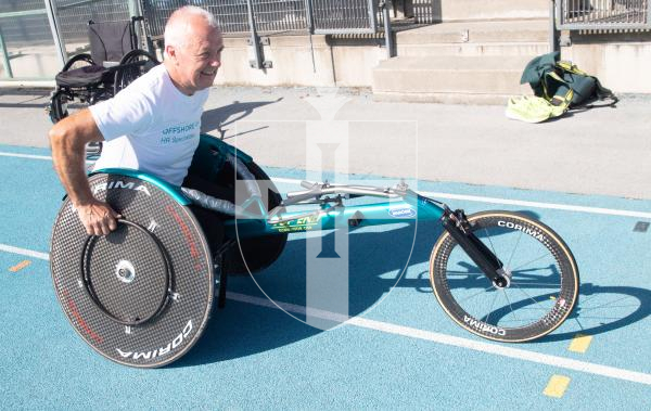 Photo by Erin Vaudin. 29.08.24. Tom Druce, Aindre Reece-Sheerin and Caroline Barby are previewing Guernsey Athletics free wheelchair racing training sessions.