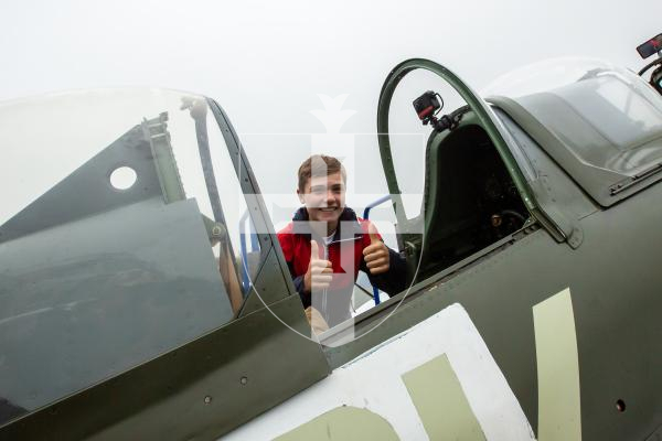 Picture by Karl Dorfner. 01-09-2024 - Aero Club Wings and Wheels Event - Harry Bourgaize (14) in the spitfire cockpit