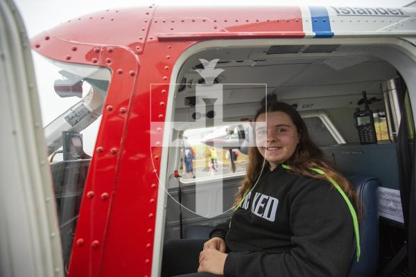 Picture by Karl Dorfner. 01-09-2024 - Aero Club Wings and Wheels Event - Hollie Bourgaize (14) in the air search and rescue cockpit