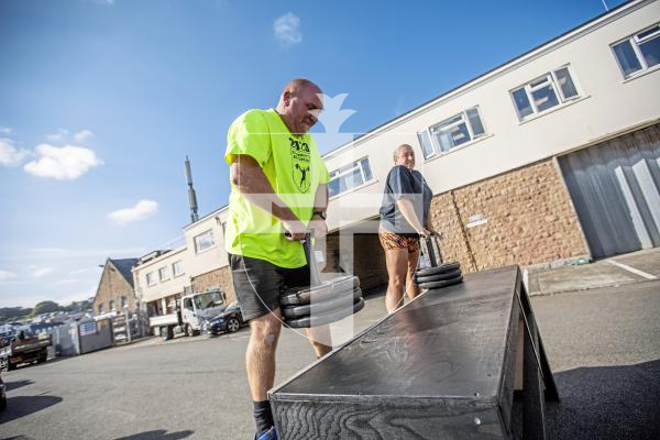 Picture by Sophie Rabey.  04-09-24.  Gail and Casey Girard, organisers of Guernsey Strongest Competition, pictured on the 'Power Stairs'.  The event is taking place this year on 14th September at Cambridge Berth (behind the White Rock).