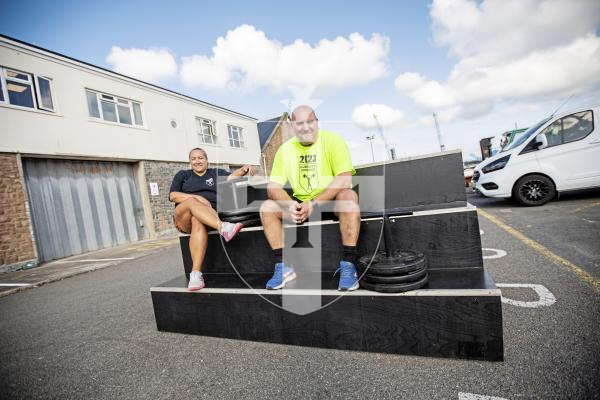 Picture by Sophie Rabey.  04-09-24.  Gail and Casey Girard, organisers of Guernsey Strongest Competition, pictured on the 'Power Stairs'.  The event is taking place this year on 14th September at Cambridge Berth (behind the White Rock).