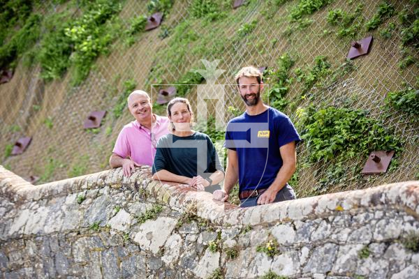 Picture by Sophie Rabey.  06-09-24.  Environment & Infrastructure have reopened the steps from La Vallette to Clarence Battery following the completion of work to stabilise the rock faces and reinstate the steps.
L-R Marco Tersigni (Infrastructure Officer), Deputy Lindsay de Sausmarez and Jon Greenfield (MD at NSP Foundations).