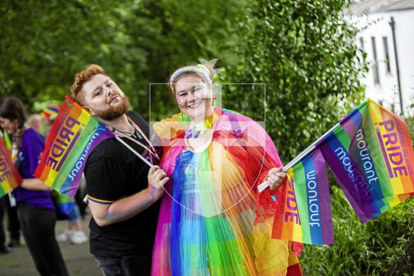 Picture by Sophie Rabey.  07-09-24.  Channel Island Pride 2024 celebrations in St Peter Port Town.
L-R Aaron Shepherd and Holly Tardif.