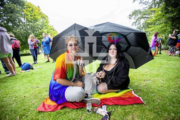 Picture by Sophie Rabey.  07-09-24.  Channel Island Pride 2024 celebrations in St Peter Port Town.
L-R Ben Headwards and Sienna Bailey.