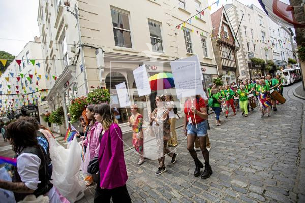 Picture by Sophie Rabey.  07-09-24.  Channel Island Pride 2024 celebrations in St Peter Port Town.
David Robilliard art works.