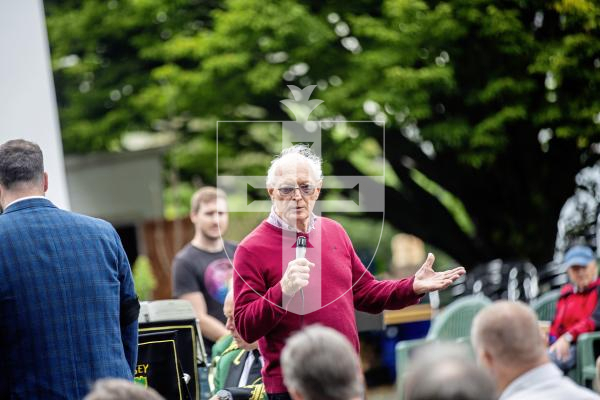 Picture by Sophie Rabey.  08-09-24.  Guernsey Concert Band played a tribute to its former Chairman Jack Honeybill at Candie Garden.
Andrew Pouteaux gave a speech before the band started.