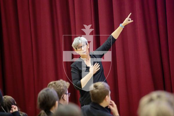 Picture by Sophie Rabey.  09-09-24.  UK childrens author Sarah Hagger-Holt is in Guernsey this week visiting local schools, talking to students about her books that focus on LGBTQ+ characters and themes.
She is pictured today at St Sampsons High School.