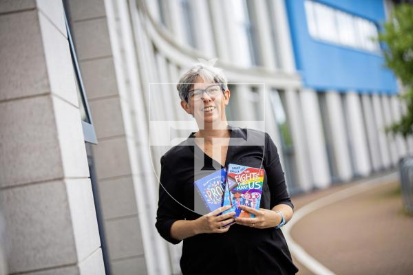 Picture by Sophie Rabey.  09-09-24.  UK childrens author Sarah Hagger-Holt is in Guernsey this week visiting local schools, talking to students about her books that focus on LGBTQ+ characters and themes.
She is pictured today at St Sampsons High School.