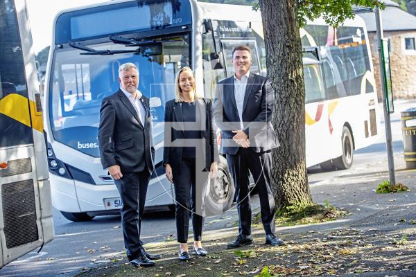 Picture by Peter Frankland. 09-09-24 Stagecoach are taking over the bus contract from CT Plus. L-R - Deputy Adrian Gabriel, Katie Wagstaff, Operations Director for Stagecoach south division and Tony Vincent, Engineering Director for Stagecoach south division.