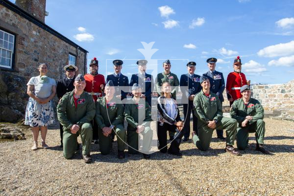 Picture by Karl Dorfner. 14-09-2024 - 'Guernsey's Own 201' squadron firing the noon day gun. Group shot with 13 year old Jane Van der Watt center