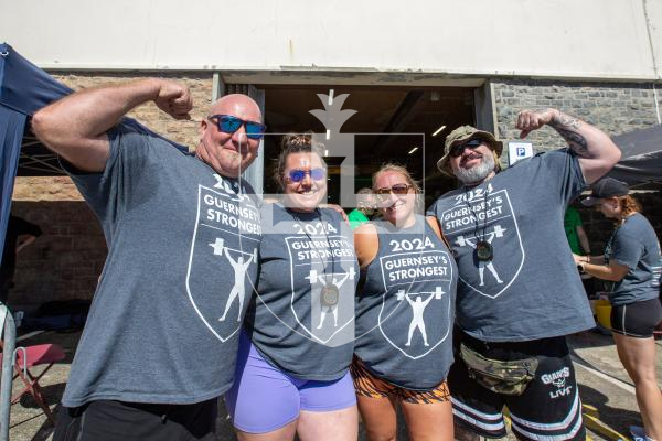 Picture by Karl Dorfner. 14-09-2024 - Action from the Guernsey's Strongest competition - Left to Right - Organisers Casey Girard , Katie Smith, Gill Girard and Rob Frampton