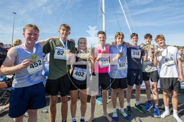 Picture by Karl Dorfner. 15-09-2024 - The Half Marathon - George Le Roux, Noah Davy, Charlotte Griggs, Jack Rees, Thomas Gavey, Bradley Bacon, Samuel Brown and Josh Dunning - Who were some of younger runners finishing first