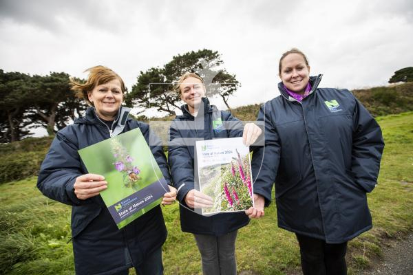 Picture by Sophie Rabey.  27-09-24.  The Nature Commission are realeasing their State of Nature 2024 report on 1st October.  The team are pictured with the report L-R Angela Salmon (Head of Operations and Education), Charlotte Burgoine (Ecologist) and Jessi Jennings (CEO)