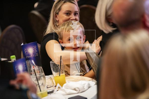 Picture by Sophie Rabey.  07-10-23.  Pride of Guernsey 2023 Awards at St Pierre Park.
Emergency Hero of the Year, sponsored by The Medical Specialist Group.   WINNER - Colby Bridgman (aged 6), with his mother Jess Payne.