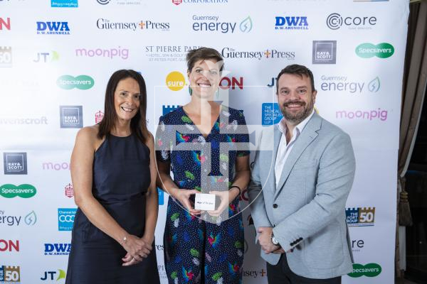 Picture by Peter Frankland. 07-10-23 Pride of Guernsey Awards 2023.  Angel of the Year. L-R - 
Jo Ogier (service manager for family health), Rosy Corbin (therapeutic practitioner) and Robin Newbould (Ravenscroft)