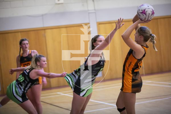 Picture by Sophie Rabey.  29-10-23.  Netball Action at Grammar School. Guernsey Panthers U19 vs Rushmoor