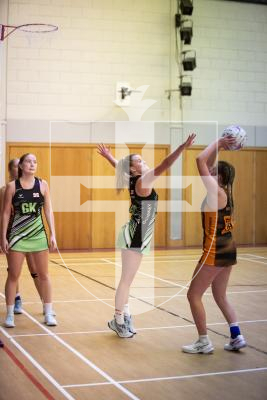 Picture by Sophie Rabey.  29-10-23.  Netball Action at Grammar School. Guernsey Panthers U19 vs Rushmoor