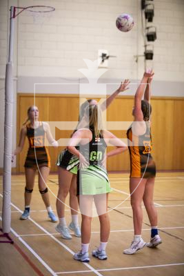 Picture by Sophie Rabey.  29-10-23.  Netball Action at Grammar School. Guernsey Panthers U19 vs Rushmoor