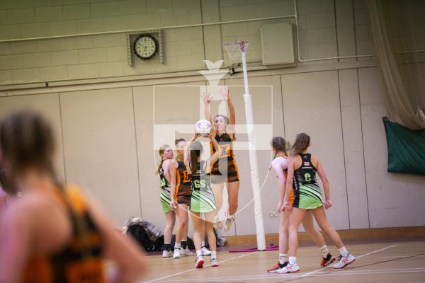 Picture by Sophie Rabey.  29-10-23.  Netball Action at Grammar School. Guernsey Panthers U19 vs Rushmoor