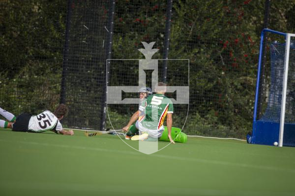 Picture by Luke Le Prevost. 05-11-23.
EH Men's Tier Two Championship hockey action at Footes Lane - Guernsey v Hampton in Arden