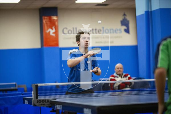 Picture by Luke Le Prevost. 05-11-23.
CI Junior Top 12 Table Tennis Tournament action at the Table Tennis Centre. Alex Fernandes (Jersey)