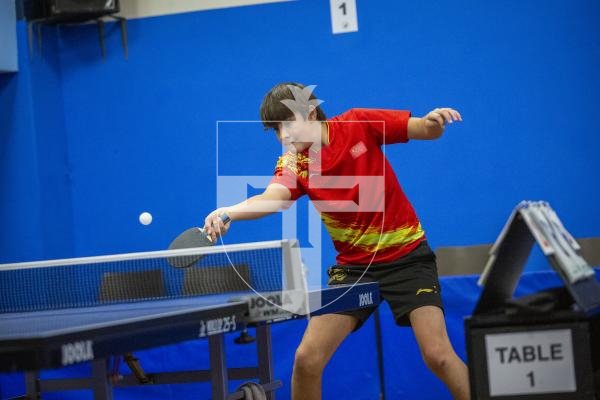 Picture by Luke Le Prevost. 05-11-23.
CI Junior Top 12 Table Tennis Tournament action at the Table Tennis Centre. Barnaby Groves (Guernsey)