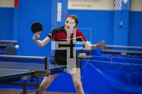 Picture by Luke Le Prevost. 05-11-23.
CI Junior Top 12 Table Tennis Tournament action at the Table Tennis Centre. Shelby Timms (Guernsey)