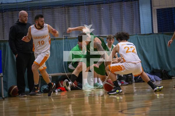 Picture by Luke Le Prevost. 08-11-23.
Basketball action at Beau Sejour - Chargers v V1 Pistons