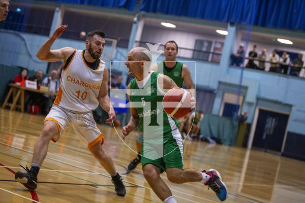 Picture by Luke Le Prevost. 08-11-23.
Basketball action at Beau Sejour - Chargers v V1 Pistons