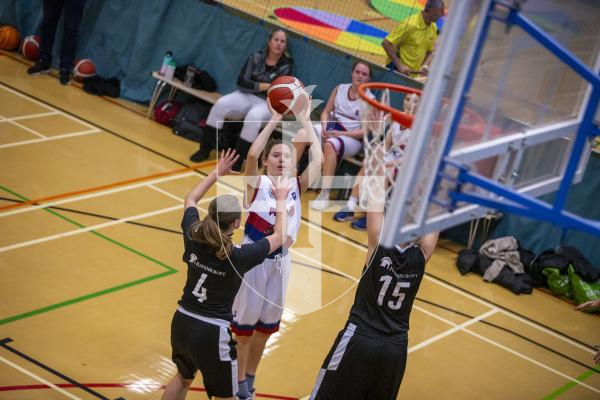 Picture by Luke Le Prevost. 08-11-23.
Womens basketball action at Beau Sejour - Ravenscroft v Pumas