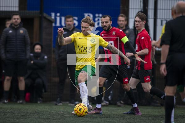 Picture by Luke Le Prevost. 18-11-23.
Priaulx League football action at the KGV - Rangers v Vale Rec