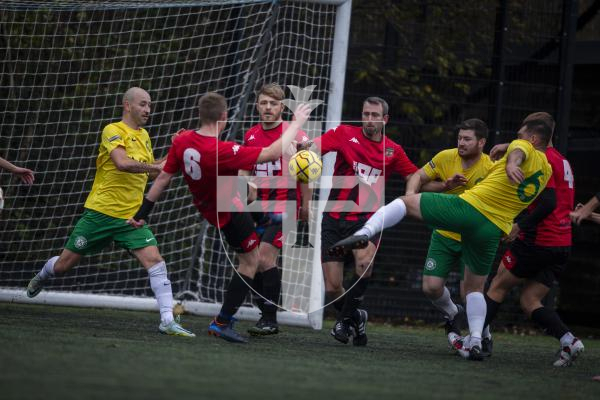 Picture by Luke Le Prevost. 18-11-23.
Priaulx League football action at the KGV - Rangers v Vale Rec