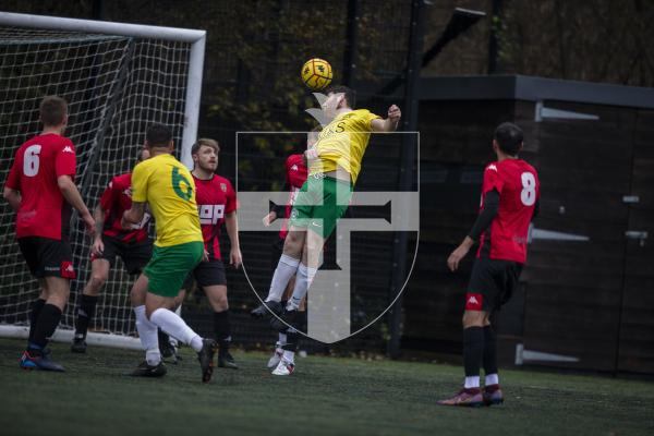 Picture by Luke Le Prevost. 18-11-23.
Priaulx League football action at the KGV - Rangers v Vale Rec