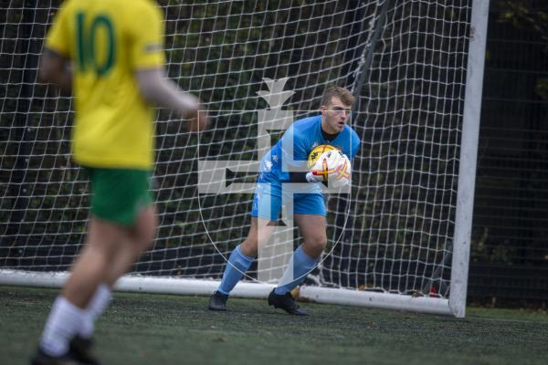 Picture by Luke Le Prevost. 18-11-23.
Priaulx League football action at the KGV - Rangers v Vale Rec