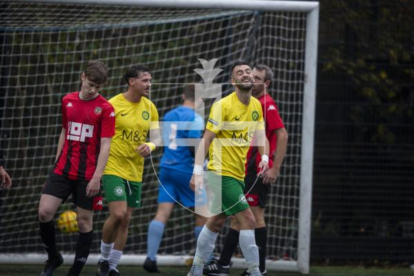 Picture by Luke Le Prevost. 18-11-23.
Priaulx League football action at the KGV - Rangers v Vale Rec