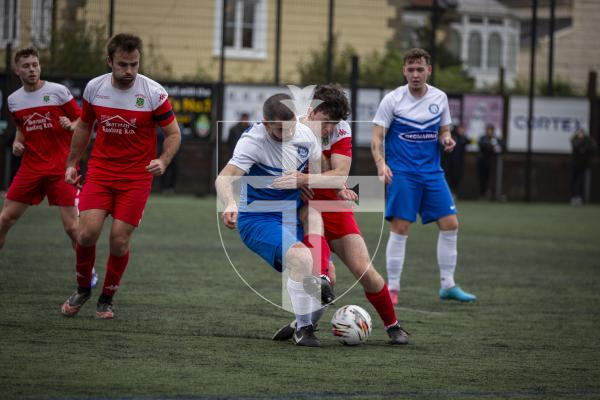 Picture by Luke Le Prevost. 18-11-23.
Priaulx League football action at the KGV - Sylvans v Rovers