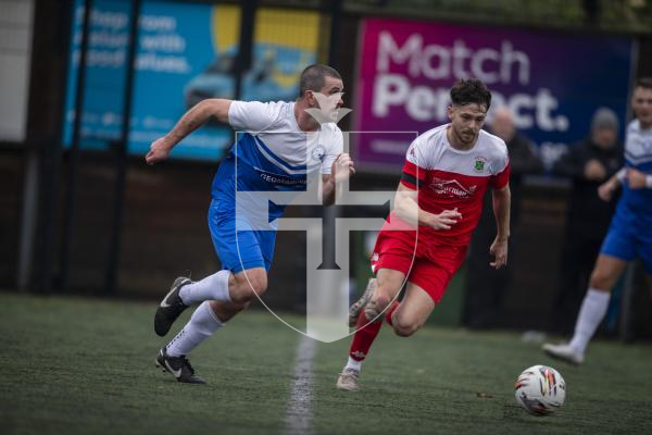 Picture by Luke Le Prevost. 18-11-23.
Priaulx League football action at the KGV - Sylvans v Rovers
