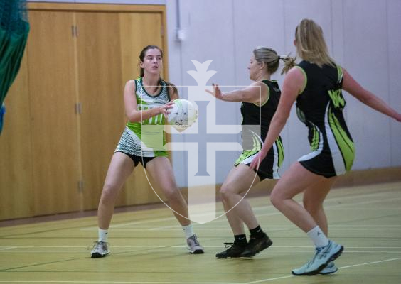 Picture by Peter Frankland. 21-11-23 Netball at Les Varendes High School. Lightning Strike v Rezzers Green.