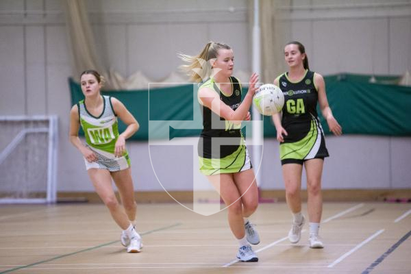 Picture by Peter Frankland. 21-11-23 Netball at Les Varendes High School. Lightning Strike v Rezzers Green.