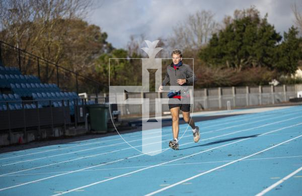 Picture by Peter Frankland. 27-11-23 Drew Jonkmans has completed a 24hr run around Footes Lane. Raising money for Guernsey Mind.
