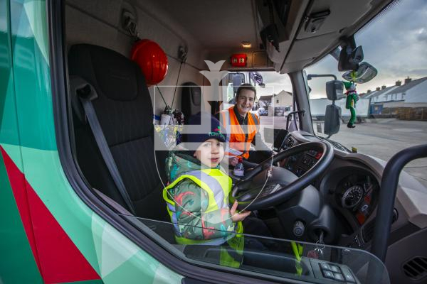 Picture by Peter Frankland. 28-11-23 Zach Brouard, 4 is a massive fan of lorries, especially Ferryspeed lorries. Today he was given a tour of the depot at Bulwer Avenue.