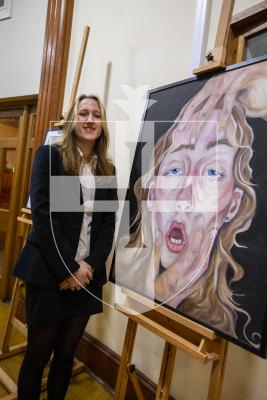 Picture by Luke Le Prevost. 29-11-23.
Sovereign Art Foundation Students Prize exhibition, auction and awards at St James. Meave Carre (16) with 'Agoraphobia'