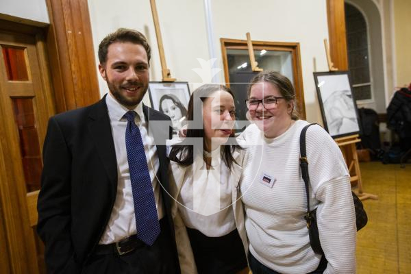 Picture by Luke Le Prevost. 29-11-23.
Sovereign Art Foundation Students Prize exhibition, auction and awards at St James. L-R Finley Gomez, Samanta Smirnova and Morgan Savident