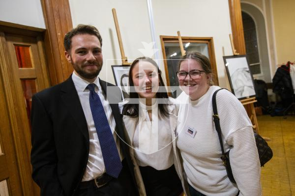 Picture by Luke Le Prevost. 29-11-23.
Sovereign Art Foundation Students Prize exhibition, auction and awards at St James. L-R Finley Gomez, Samanta Smirnova and Morgan Savident