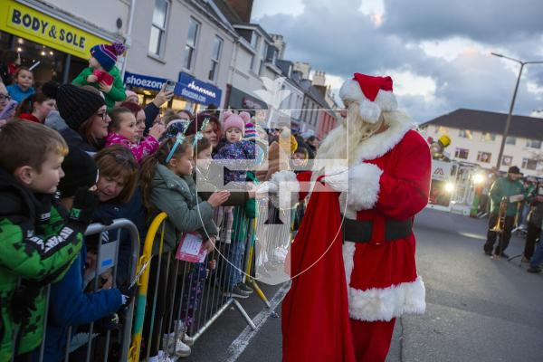 Picture by Luke Le Prevost. 01-12-23.
Santa Claus arrived at the Bridge in a fire engine to switch on the Christmas Lights. He's greeting the public and taking letters.