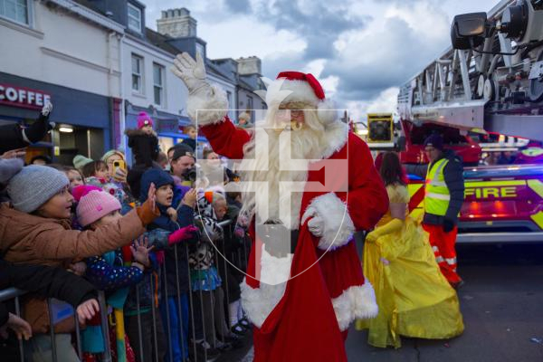 Picture by Luke Le Prevost. 01-12-23.
Santa Claus arrived at the Bridge in a fire engine to switch on the Christmas Lights. He's greeting the public and taking letters.