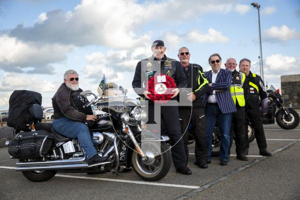 Picture by Luke Le Prevost. 01-12-23.
Riders of the RGLI Trust are travelling to Masnieres to attend  the RGLI Memorial, in connecting with the local memorial service, and lay wreathes on behalf of Guernsey, Sark and the RGLI. L-R Paul Smith, Colin Vaudin (holding a wreath), Tony 'Tank' De la Mare, Chris Oliver (RGLI Trust chair), Colin Hubert and Will Van Zanton