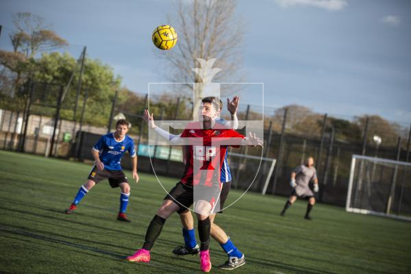 Picture by Luke Le Prevost. 02-12-23.
Priaulx League football action at the KGV - Rangers v Alderney